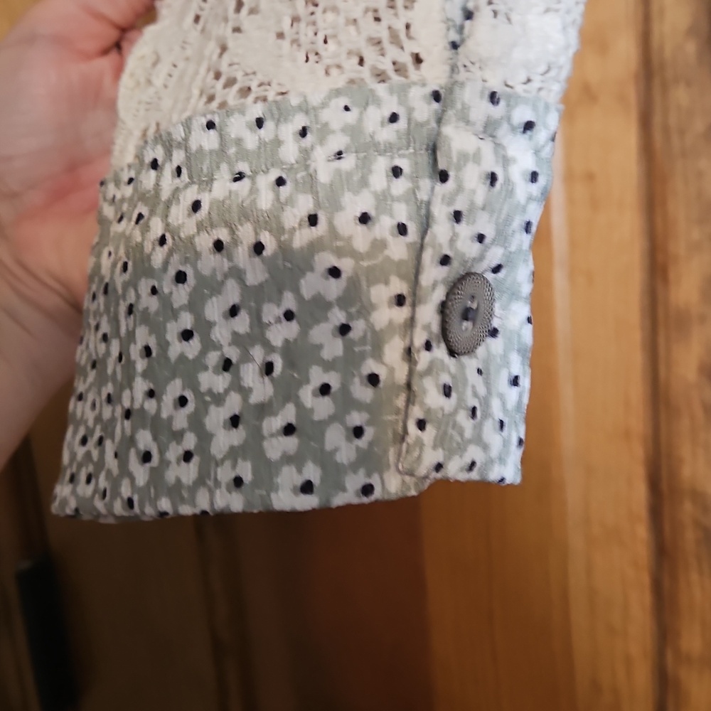 POL Crochet Patchwork Oversized Boho Button-Front… - image 4